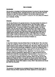 Comparison | Italy vs Sweden | Engelska essay