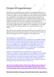 Orsaker till imperialismen | Anteckningar Uppgift