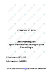 Spektrometrisk bestämning av järn i frukostflingor | Kemi
