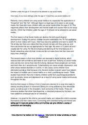 Children under 13 shouldn’t use social media | Essay in english