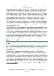 William Shakespeare | Engelska Uppgift | Över 2 sidor