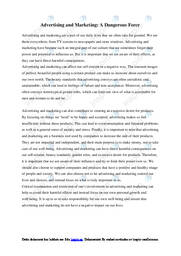 Advertising and marketing a dangerous force