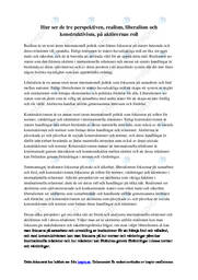 Gör realism, liberalism och konstruktivism, se aktörernas roll