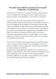 Drivkrafter bakom 1800 talets svensk-amerikanska emigration