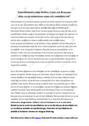 Naturtillståndet enligt Hobbes, Locke och Rousseau | Filosofi