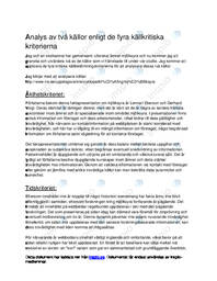 De fyra källkritiska kriterierna | Inlämningsuppgift