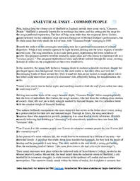 “Common People” song | Analytical Essay