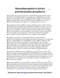 Beteendeperspektivet och det psykodynamiska perspektivet