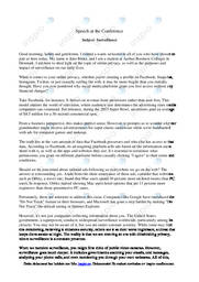 Speech at the Conference | Subject | Surveillance